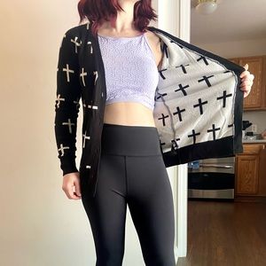 Forever 21 black and white cardigan. It’s a small